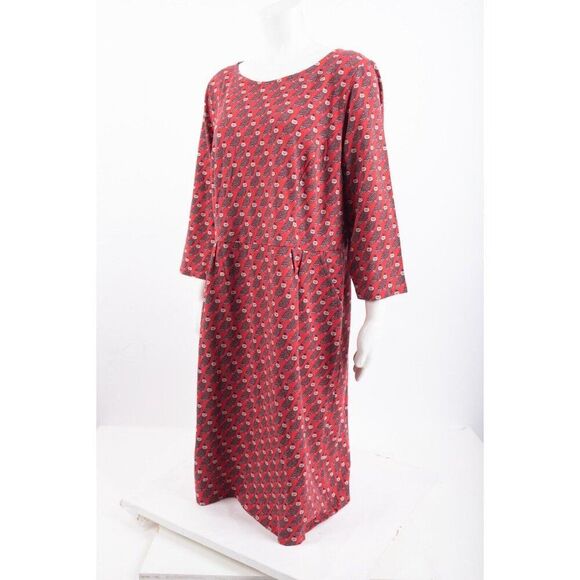 Boden Red Patterned Long Sleeve Dress - Picture 3 of 5
